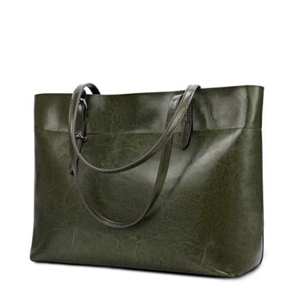 Vintage Genuine Leather Tote Shoulder Bag with Timeless Charm